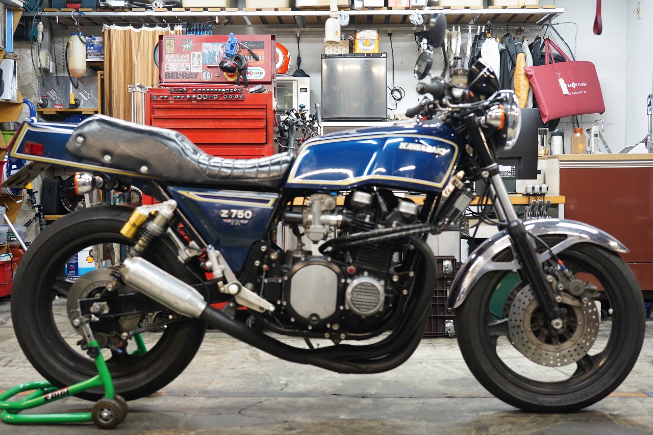 Z750FX-1 車検 リアブレーキホース製作 バーリングヒールガード