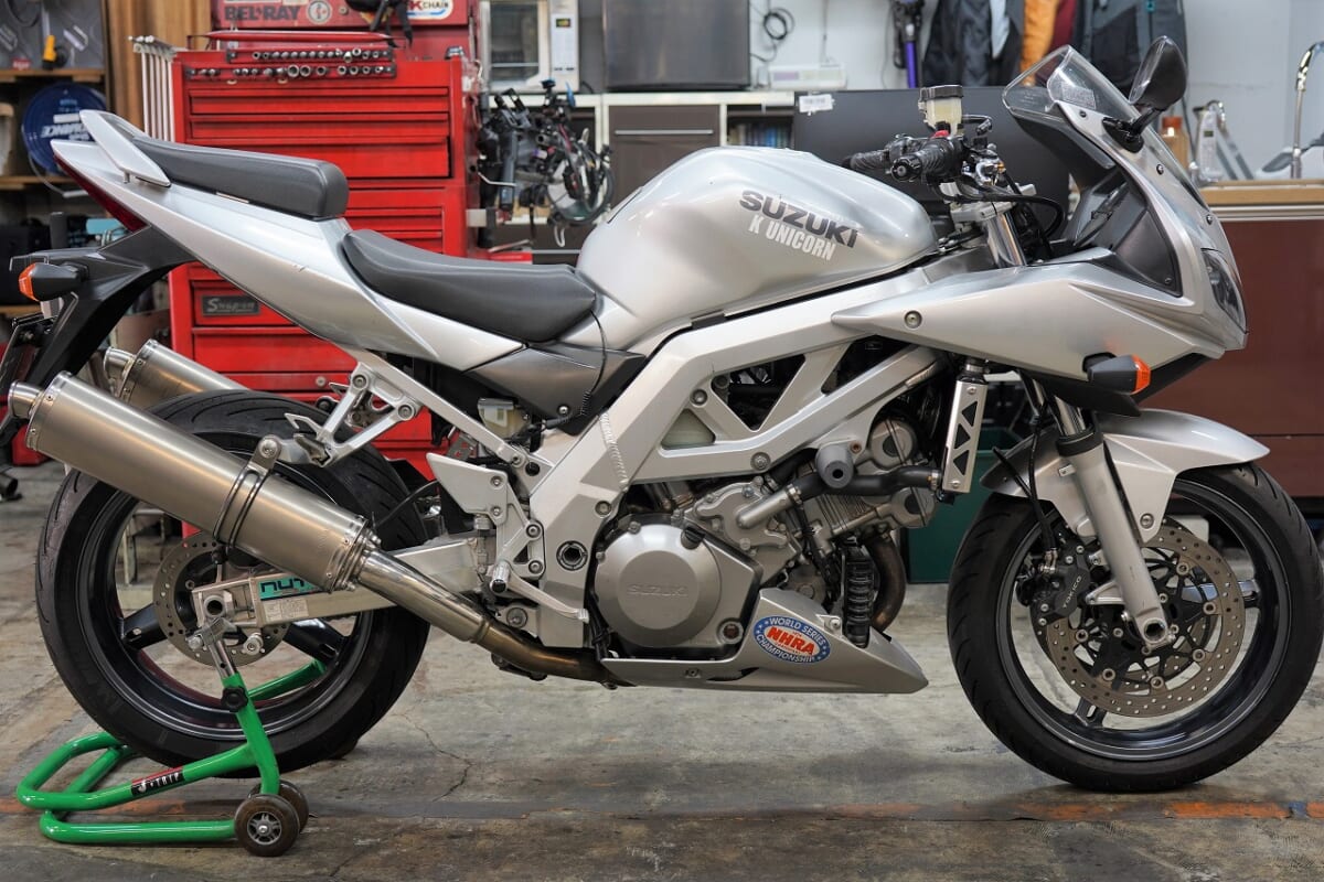 SV1000 車検　オイル・冷却水・フルード交換　グリップ交換