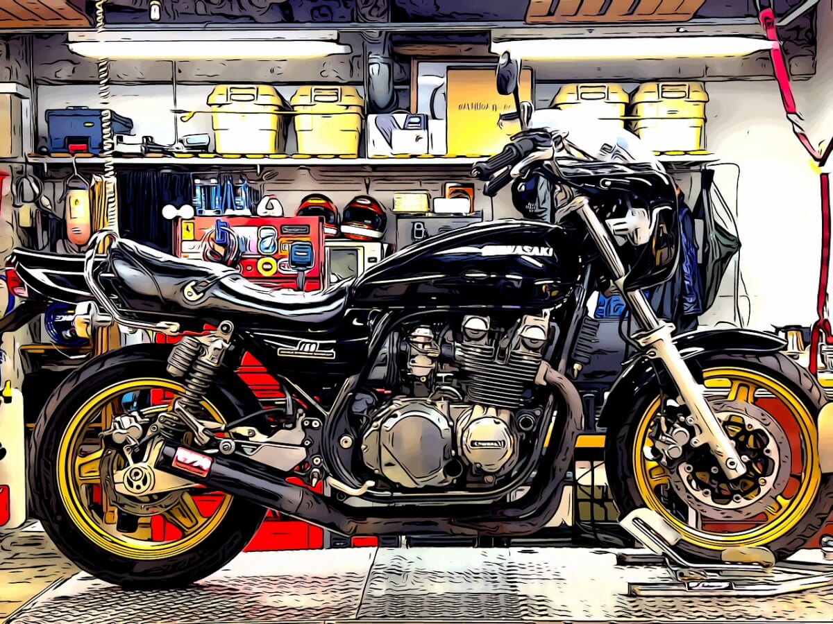 ゼファー750　車検　シェルエンジンオイル交換　デコメンテ