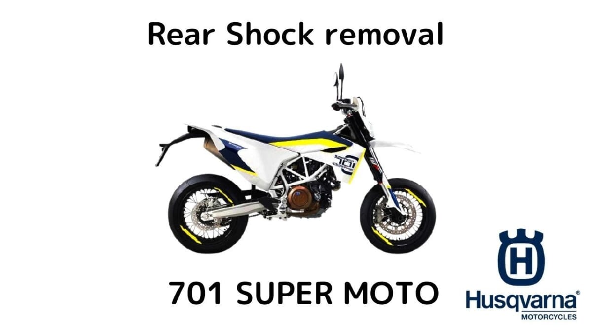 Husqvarna 701 Supermoto。車検　前後ショックOH 　エンジンオイル交換　冷却水交換　フルード交換